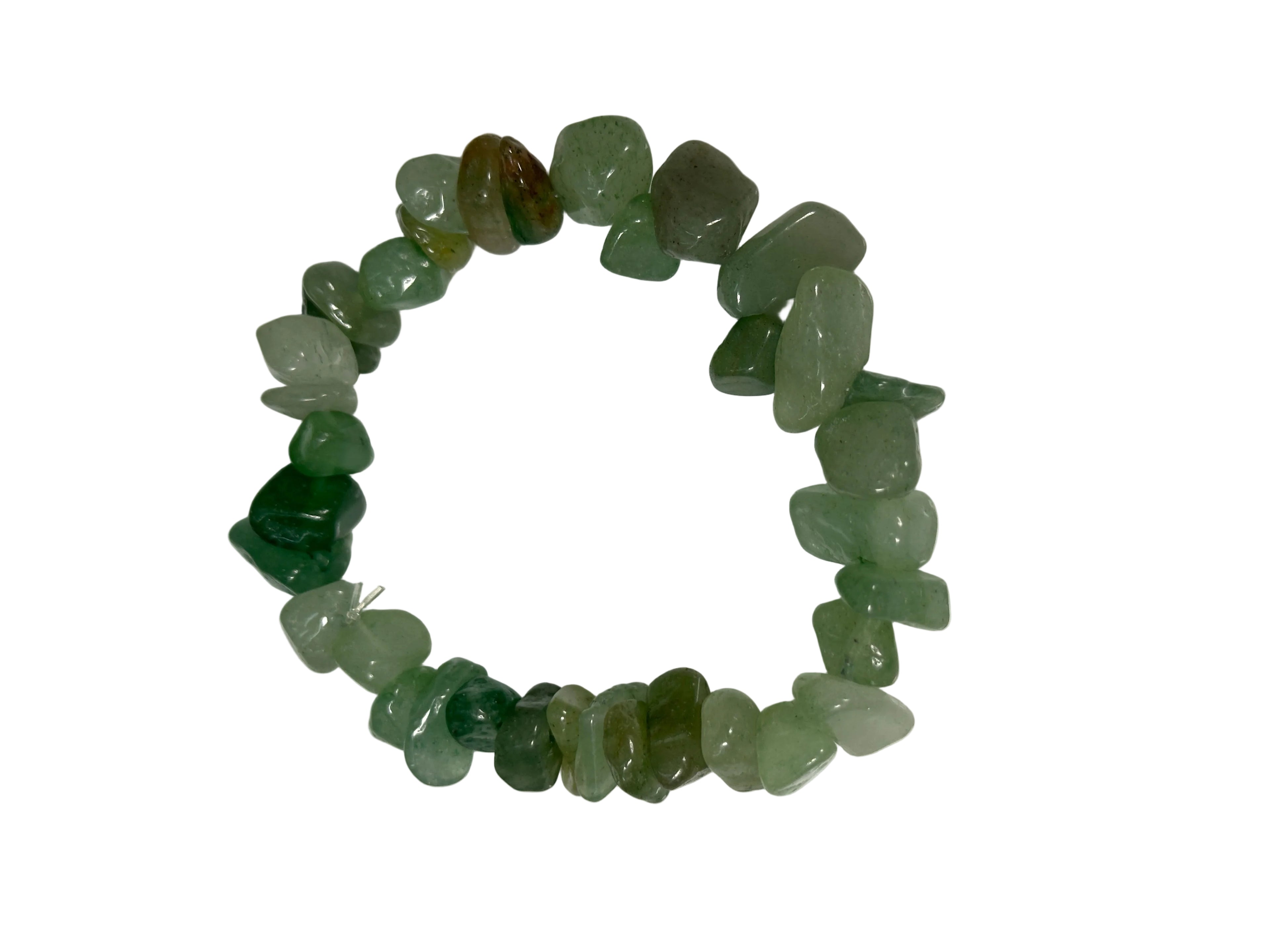 Green stone bracelet on a white background