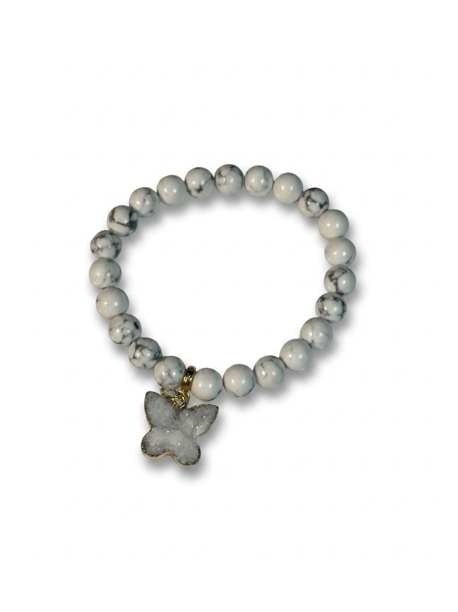Snow Quartz Butterfly Bracelet