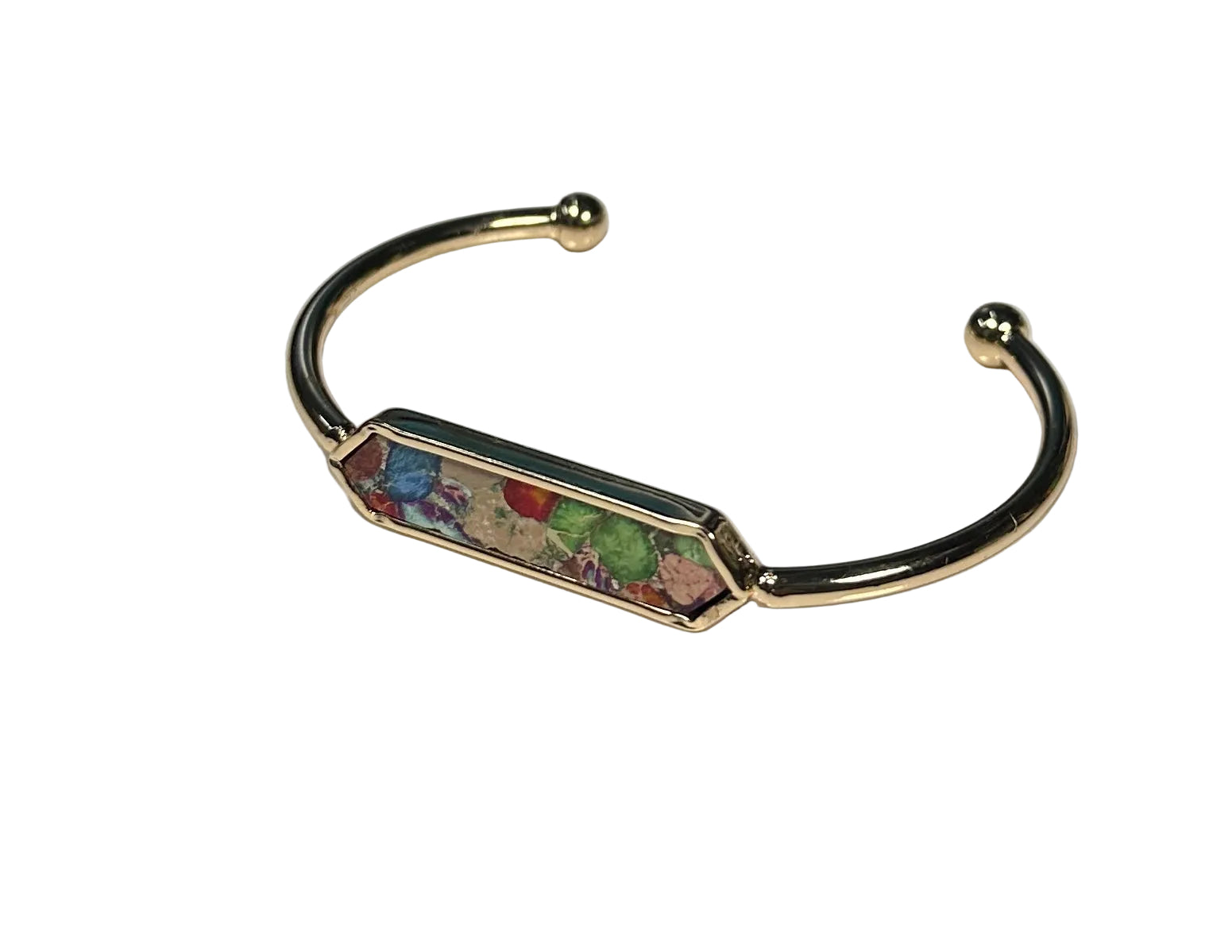Mosaic Stone Gold Cuff Bangle