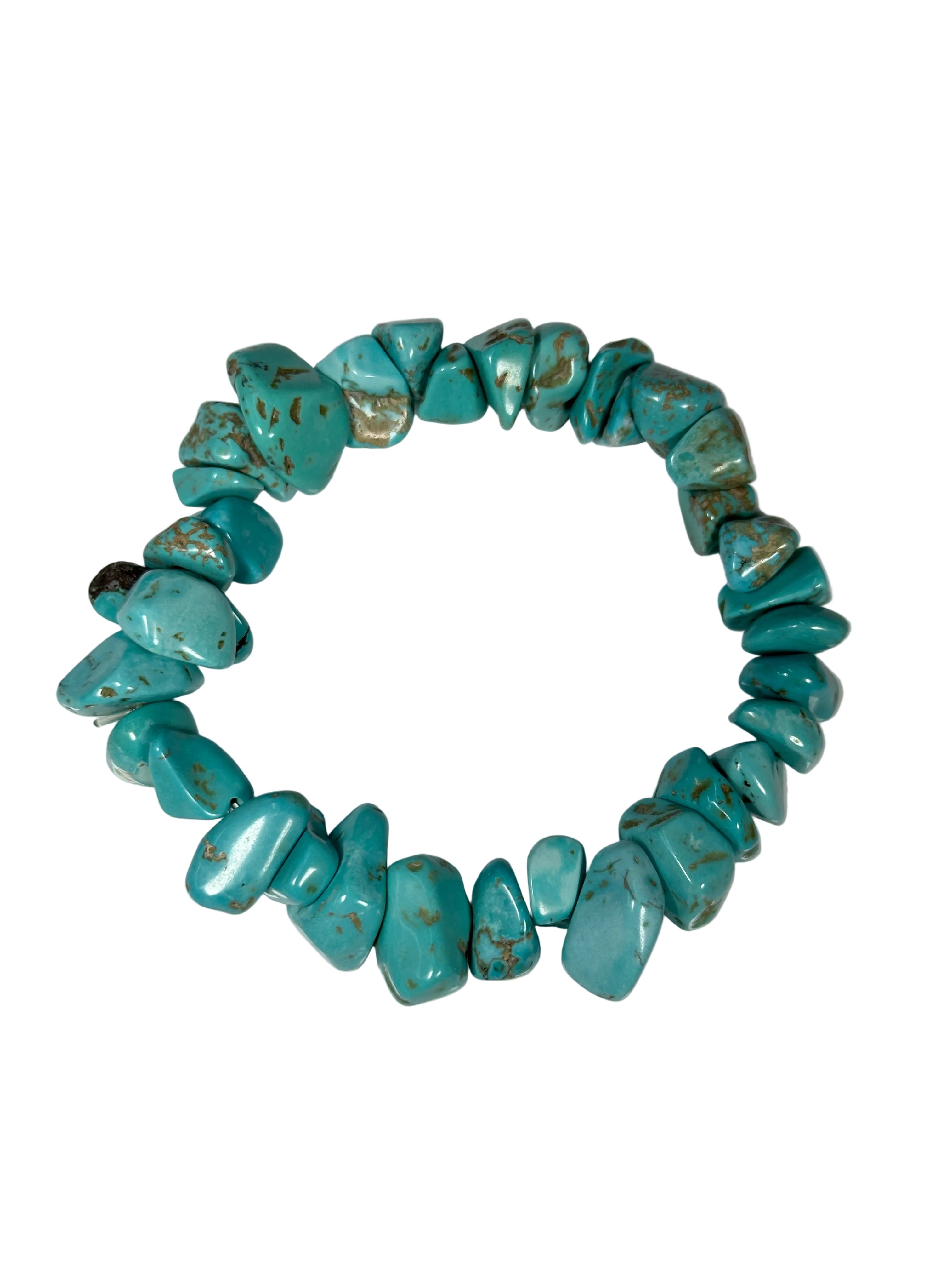 Turquoise stone bracelet on a white background
